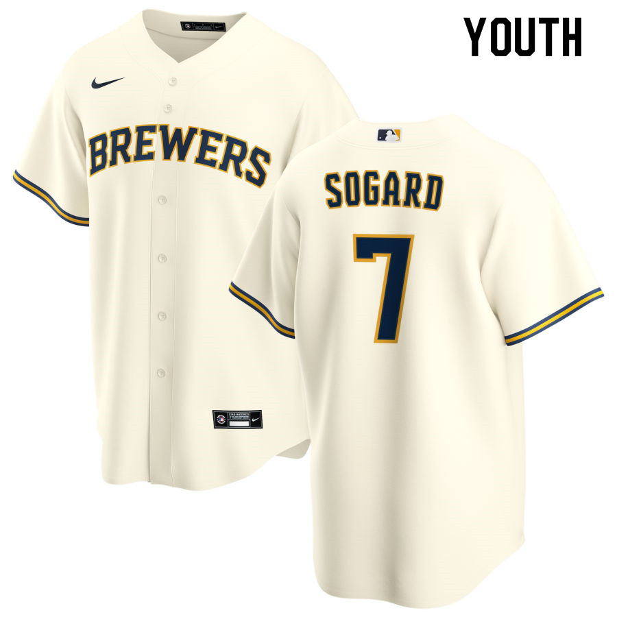 Nike Youth #7 Eric Sogard Milwaukee Brewers Baseball Jerseys Sale-Cream